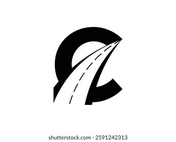 editable vector creative letters C asphalt road constructions symbol design illustration isolated on transparent background