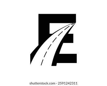 editable vector creative letters E asphalt road constructions symbol design illustration isolated on transparent background