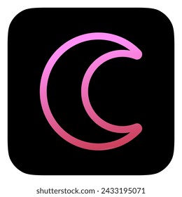 Editable vector crescent moon icon. Black, line style, transparent white background. Part of a big icon set family. Perfect for web and app interfaces, presentations, infographics, etc