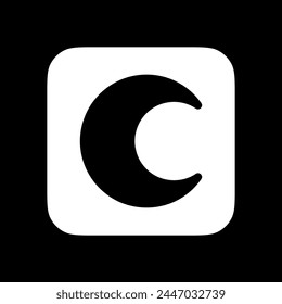 Editable vector crescent moon icon. Black, line style, transparent white background. Part of a big icon set family. Perfect for web and app interfaces, presentations, infographics, etc