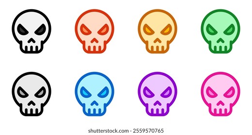 Editable vector danger skull icon. Black, line style, transparent white background. Part of a big icon set family. Perfect for web and app interfaces, presentations, infographics, etc