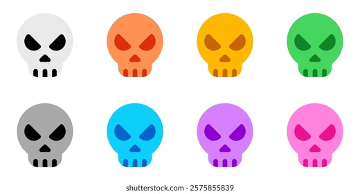 Editable vector danger skull icon. Black, line style, transparent white background. Part of a big icon set family. Perfect for web and app interfaces, presentations, infographics, etc