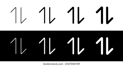 Editable vector data transfer arrows icon. Black, line style, transparent white background. Part of a big icon set family. Perfect for web and app interfaces, presentations, infographics, etc