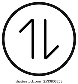 Editable vector data transfer arrows icon. Black, line style, transparent white background. Part of a big icon set family. Perfect for web and app interfaces, presentations, infographics, etc