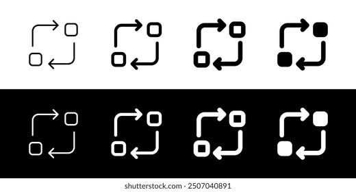 Editable vector data transfer synchronization icon. Black, line style, transparent white background. Part of a big icon set family. Perfect for web and app interfaces, presentations, infographics, etc