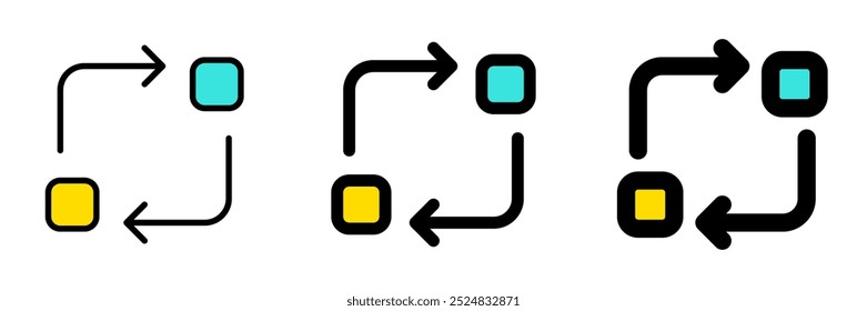 Ícone de sincronização de transferência de dados vetoriais editável. Preto, estilo de linha, fundo branco transparente. Parte de uma grande família de conjuntos de ícones. Perfeito para interfaces web e app, apresentações, infográficos, etc