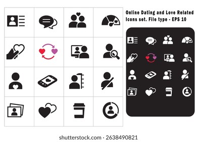 Editable vector Dating and Love Related Icons set illustration EPS 10 file for web store social media and print media UI and UX Design use only