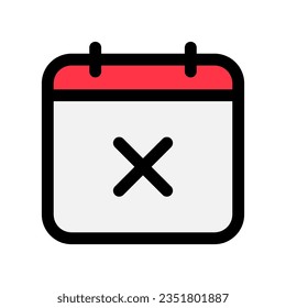 Editable vector delete calendar event icon. Black, line style, transparent white background. Part of a big icon set family. Perfect for web and app interfaces, presentations, infographics, etc