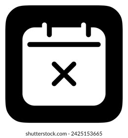 Editable vector delete calendar event icon. Black, line style, transparent white background. Part of a big icon set family. Perfect for web and app interfaces, presentations, infographics, etc