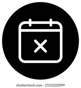 Editable vector delete calendar event icon. Black, line style, transparent white background. Part of a big icon set family. Perfect for web and app interfaces, presentations, infographics, etc