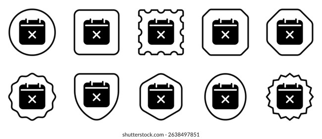 Editable vector delete calendar event icon. Black, line style, transparent white background. Part of a big icon set family. Perfect for web and app interfaces, presentations, infographics, etc