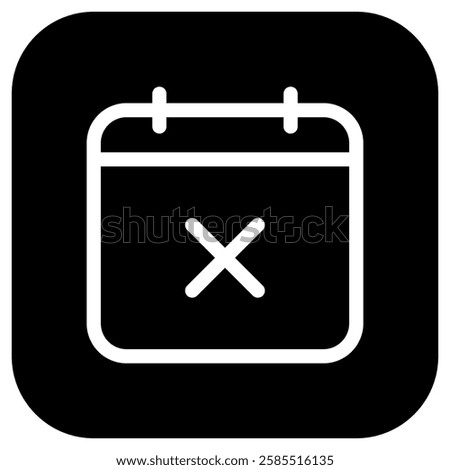 Editable vector delete calendar event icon. Black, line style, transparent white background. Part of a big icon set family. Perfect for web and app interfaces, presentations, infographics, etc