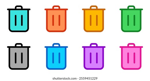Editable vector delete trash recycle bin icon. Black, line style, transparent white background. Part of a big icon set family. Perfect for web and app interfaces, presentations, infographics, etc