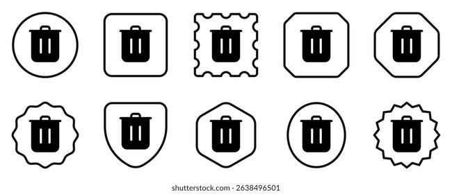 Editable vector delete trash recycle bin icon. Black, line style, transparent white background. Part of a big icon set family. Perfect for web and app interfaces, presentations, infographics, etc