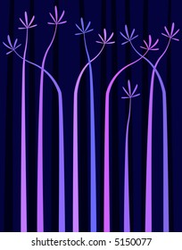 Editable vector design of abstract palm trees with each shape a separate element