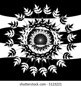 Editable, vector design of a black and white rosette