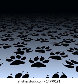 Editable Vector Design Of Dog Paw Prints On A Floor