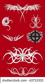 Editable vector design elements on red background  (individual objects).