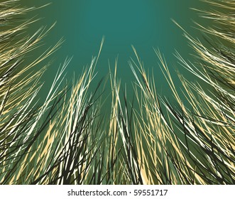 Editable vector design looking up through rough grass