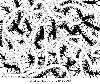 Editable vector design of a mass of centipedes including brushes
