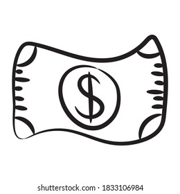 Editable vector design of paper currency, doodle line icon style 