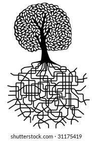 Editable Vector Design Of A Tree With Root System