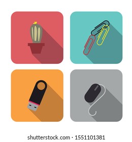 Editable vector. Different education icons. Object icons for the study. Various Objects above the desktop.