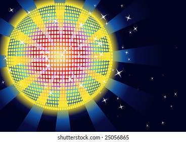 Editable vector disco background with space for your text
