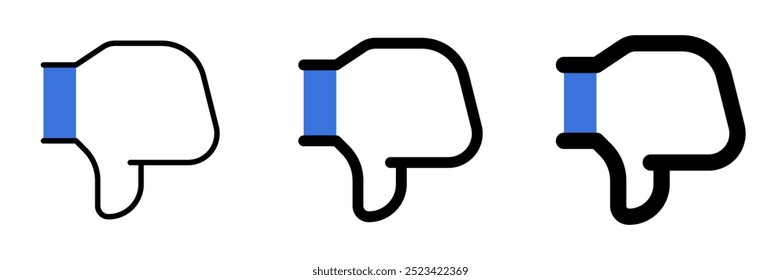 Icono de Vector editable de la reacción del pulgar. Negro, estilo de línea, fondo blanco transparente. Parte de una gran familia de iconos. Perfecto para interfaces de Web y App, presentaciones, infografías, etc