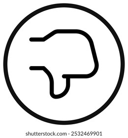 Editable vector dislike thumb reaction icon. Black, line style, transparent white background. Part of a big icon set family. Perfect for web and app interfaces, presentations, infographics, etc
