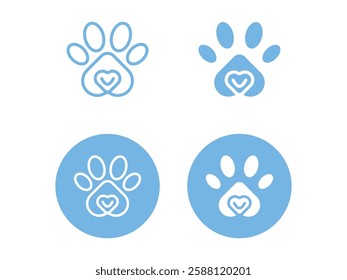 editable vector dog and cat paw symbol design illustration isolated on transparent background