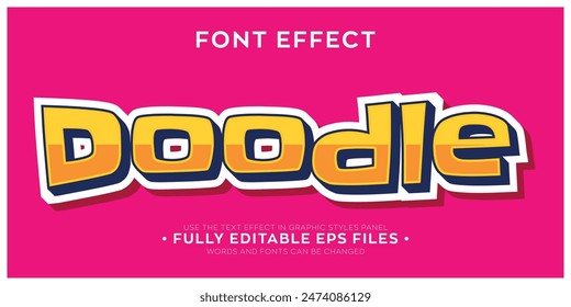 editable vector doodle kawaii text effect