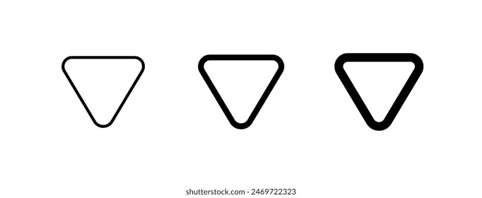 Editable vector down triangle arrow icon. Black, transparent white background. Part of a big icon set family. Perfect for web and app interfaces, presentations, infographics, etc