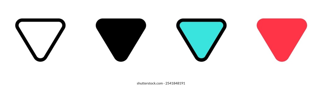 Editable vector down triangle arrow icon. Black, transparent white background. Part of a big icon set family. Perfect for web and app interfaces, presentations, infographics, etc