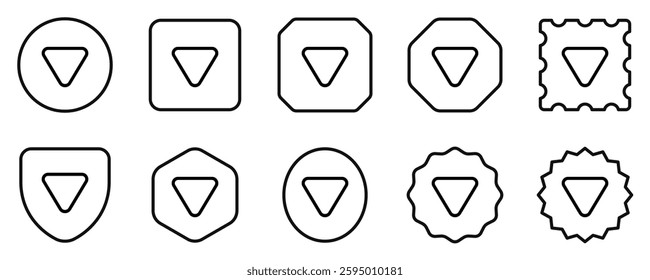 Editable vector down triangle arrow icon. Black, transparent white background. Part of a big icon set family. Perfect for web and app interfaces, presentations, infographics, etc