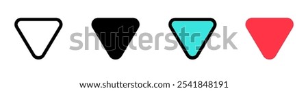 Editable vector down triangle arrow icon. Black, transparent white background. Part of a big icon set family. Perfect for web and app interfaces, presentations, infographics, etc