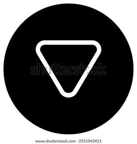 Editable vector down triangle arrow icon. Black, transparent white background. Part of a big icon set family. Perfect for web and app interfaces, presentations, infographics, etc