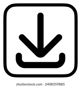 Icono de flecha de descarga de vector modificable. Negro, estilo de línea, fondo blanco transparente. Parte de una familia de iconos grandes. Perfecto para interfaces web y de aplicaciones, presentaciones, infografías, etc