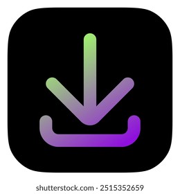 Editable vector download arrow icon. Black, line style, transparent white background. Part of a big icon set family. Perfect for web and app interfaces, presentations, infographics, etc