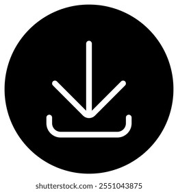 Editable vector download arrow icon. Black, line style, transparent white background. Part of a big icon set family. Perfect for web and app interfaces, presentations, infographics, etc