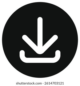 Editable vector download arrow icon. Black, line style, transparent white background. Part of a big icon set family. Perfect for web and app interfaces, presentations, infographics, etc