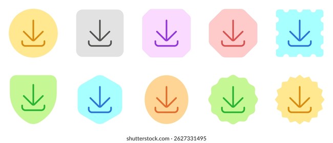 Editable vector download arrow icon. Black, line style, transparent white background. Part of a big icon set family. Perfect for web and app interfaces, presentations, infographics, etc