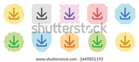 Editable vector download arrow icon. Black, line style, transparent white background. Part of a big icon set family. Perfect for web and app interfaces, presentations, infographics, etc