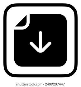 Icono de archivo de descarga de vector modificable. Negro, estilo de línea, fondo blanco transparente. Parte de una familia de iconos grandes. Perfecto para interfaces web y de aplicaciones, presentaciones, infografías, etc