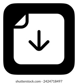 Editable vector download file icon. Black, line style, transparent white background. Part of a big icon set family. Perfect for web and app interfaces, presentations, infographics, etc