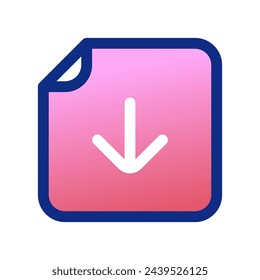 Editable vector download file icon. Black, line style, transparent white background. Part of a big icon set family. Perfect for web and app interfaces, presentations, infographics, etc