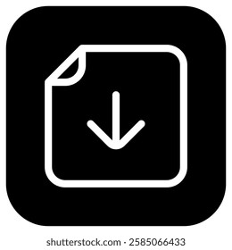 Editable vector download file icon. Black, line style, transparent white background. Part of a big icon set family. Perfect for web and app interfaces, presentations, infographics, etc