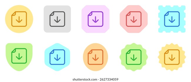 Editable vector download file icon. Black, line style, transparent white background. Part of a big icon set family. Perfect for web and app interfaces, presentations, infographics, etc