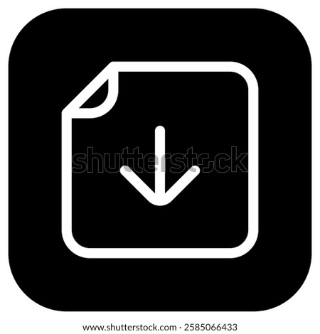 Editable vector download file icon. Black, line style, transparent white background. Part of a big icon set family. Perfect for web and app interfaces, presentations, infographics, etc