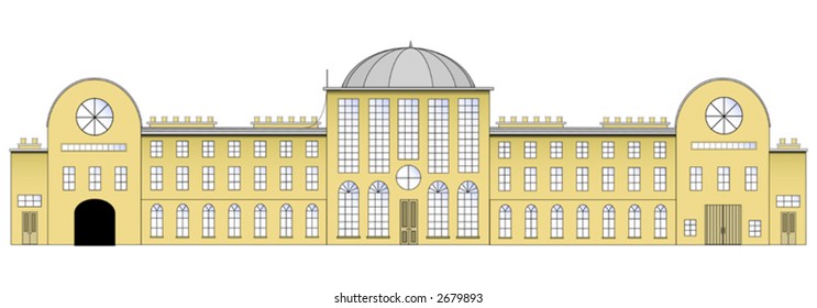 Editable vector drawing of a generic country manor